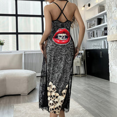 Lip Skulls Rose Art Women's Lace Cami Sleepwear | Gothic, Punkrock, Lingerie for Women
