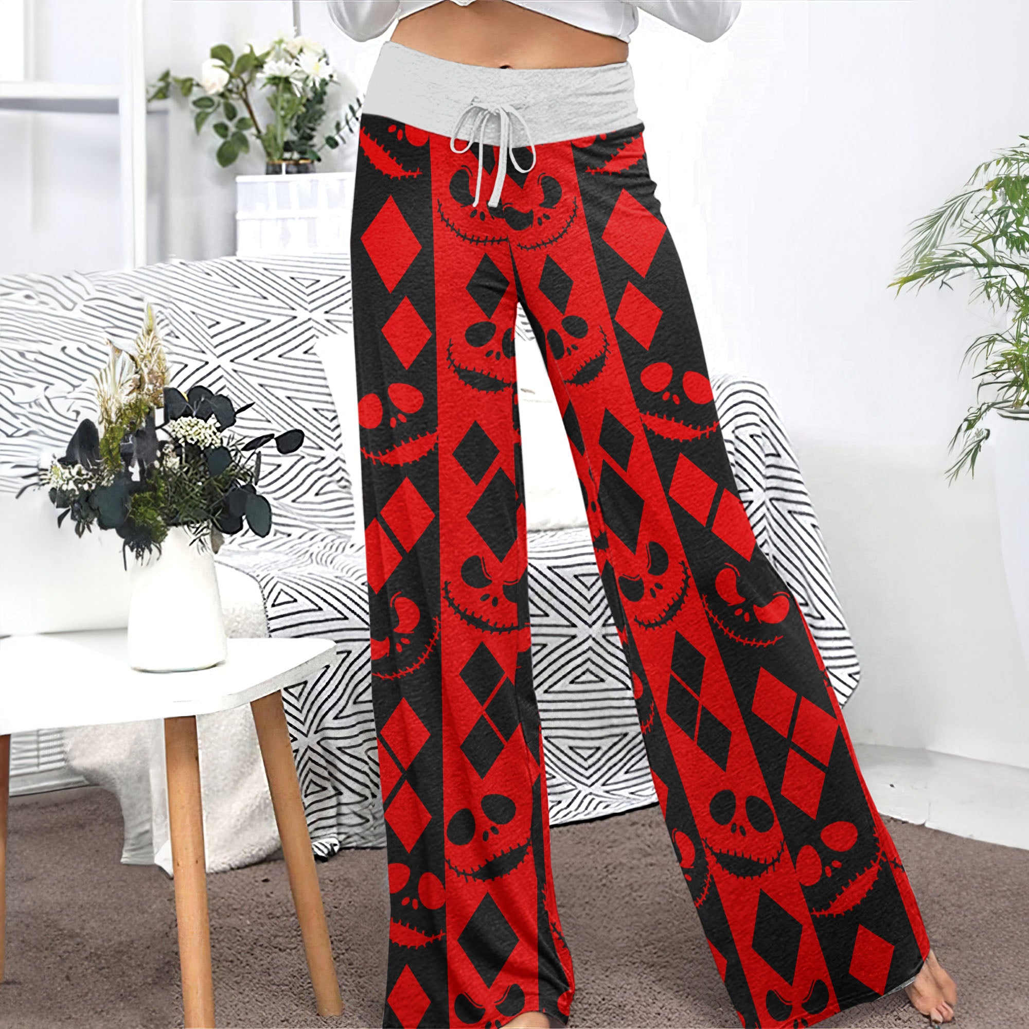 Shadow Realm Diamond Women's High-waisted Wide Leg Pants