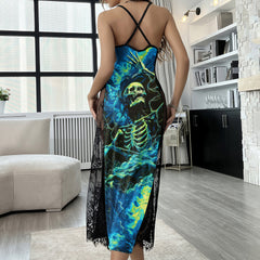 Skeleton Thunder Green Women's Lace Cami Sleepwear | Gothic, Punkrock, Lingerie for Women