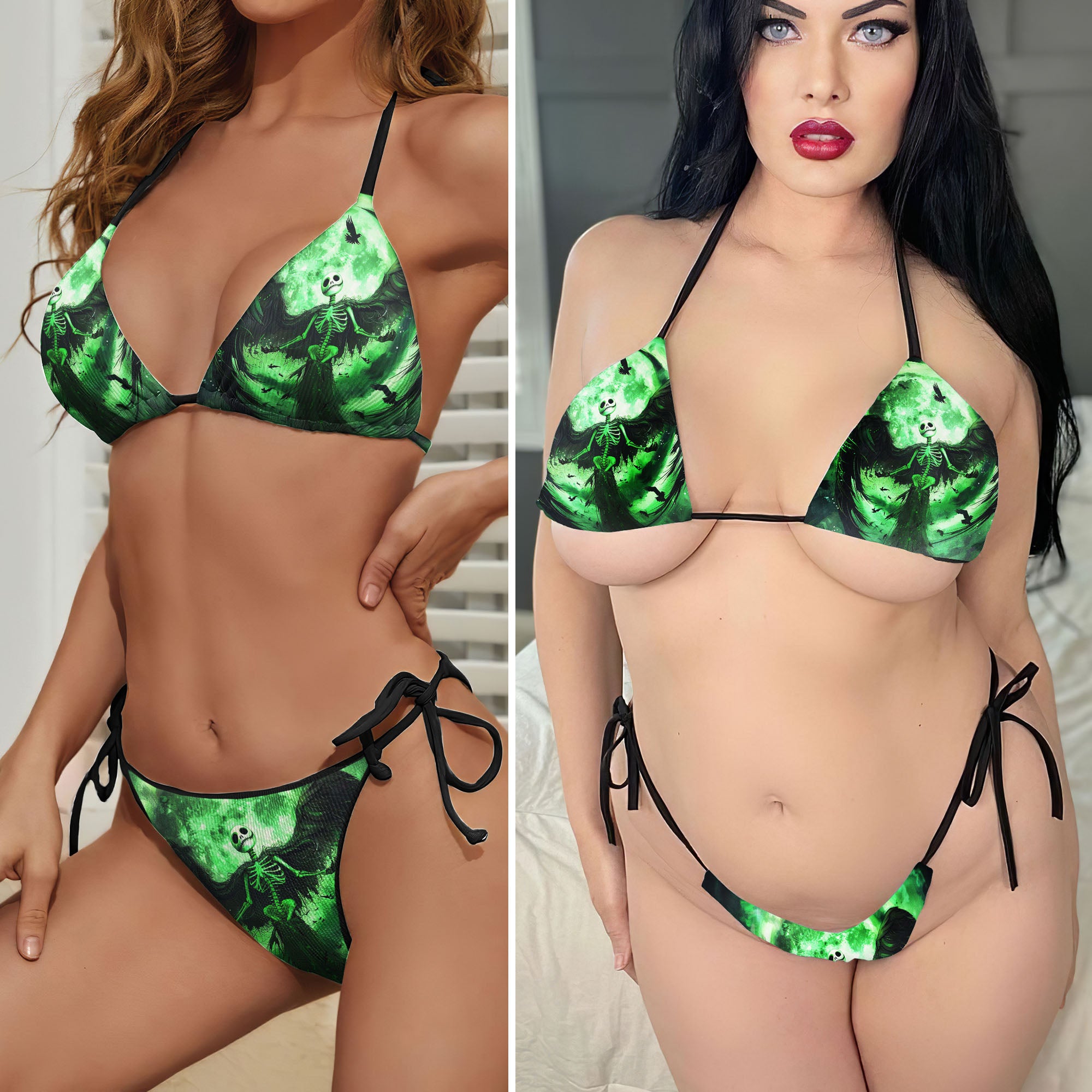 Green Nightmare Art Micro Triangle Bikini Swimsuit