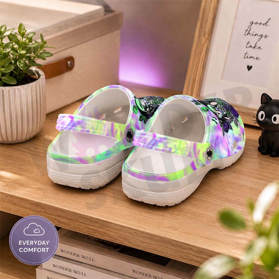 Wonder Skull Lightweight Clog Sandals are designed for all-day comfort. Featuring breathable ventilation holes, a cushioned footbed, and a pivoting heel strap, these versatile unisex clogs are perfect for use at home, outdoors, or at work — whatever your profession may be.