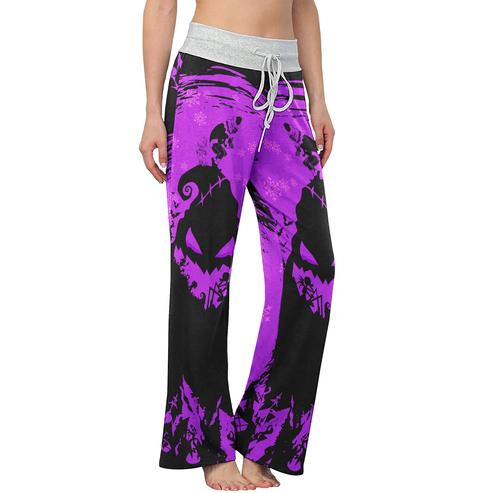 Purple Nightmare Christmas Theme Women's High-waisted Wide Leg Pants | Wonder Skull