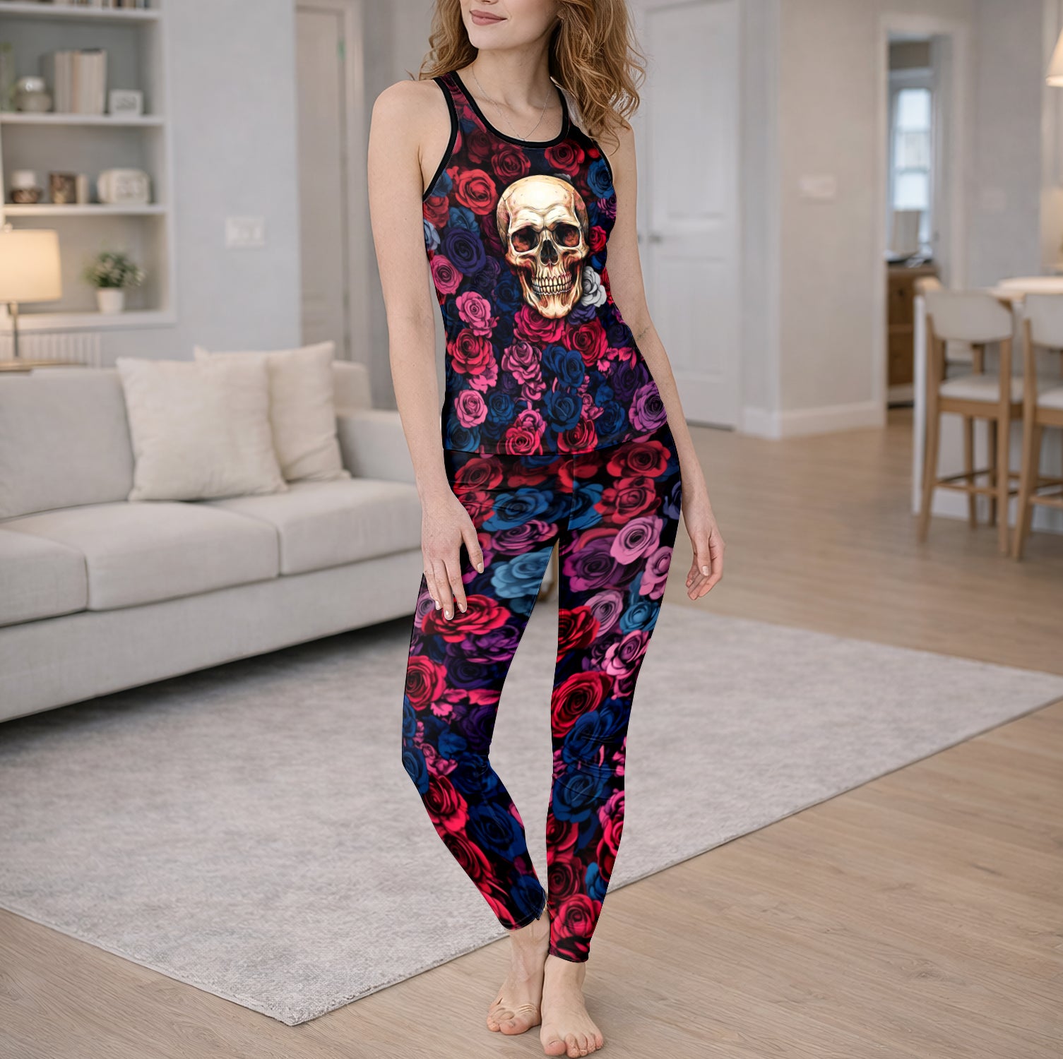 Midnight Rose Skull Tanktop and Leggings
