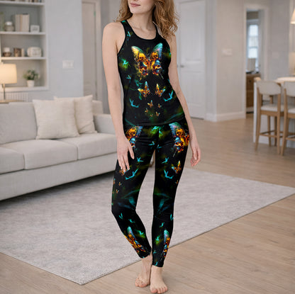 Neon Skull Flutter Art Tanktop and Legging