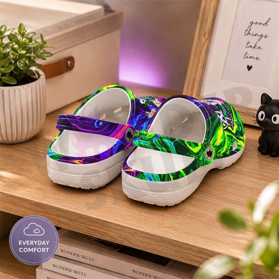 Wonder Skull Lightweight Clog Sandals are designed for all-day comfort. Featuring breathable ventilation holes, a cushioned footbed, and a pivoting heel strap, these versatile unisex clogs are perfect for use at home, outdoors, or at work — whatever your profession may be.