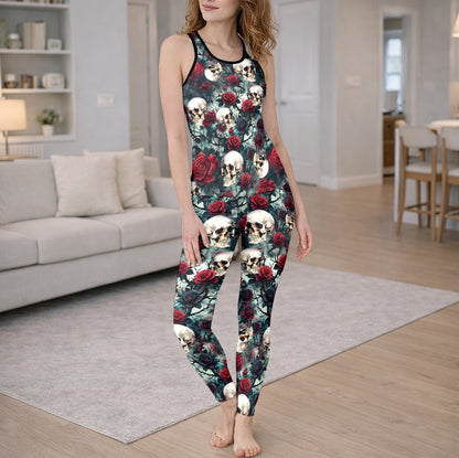Vintage Skull Rose Art Tanktop and Leggings