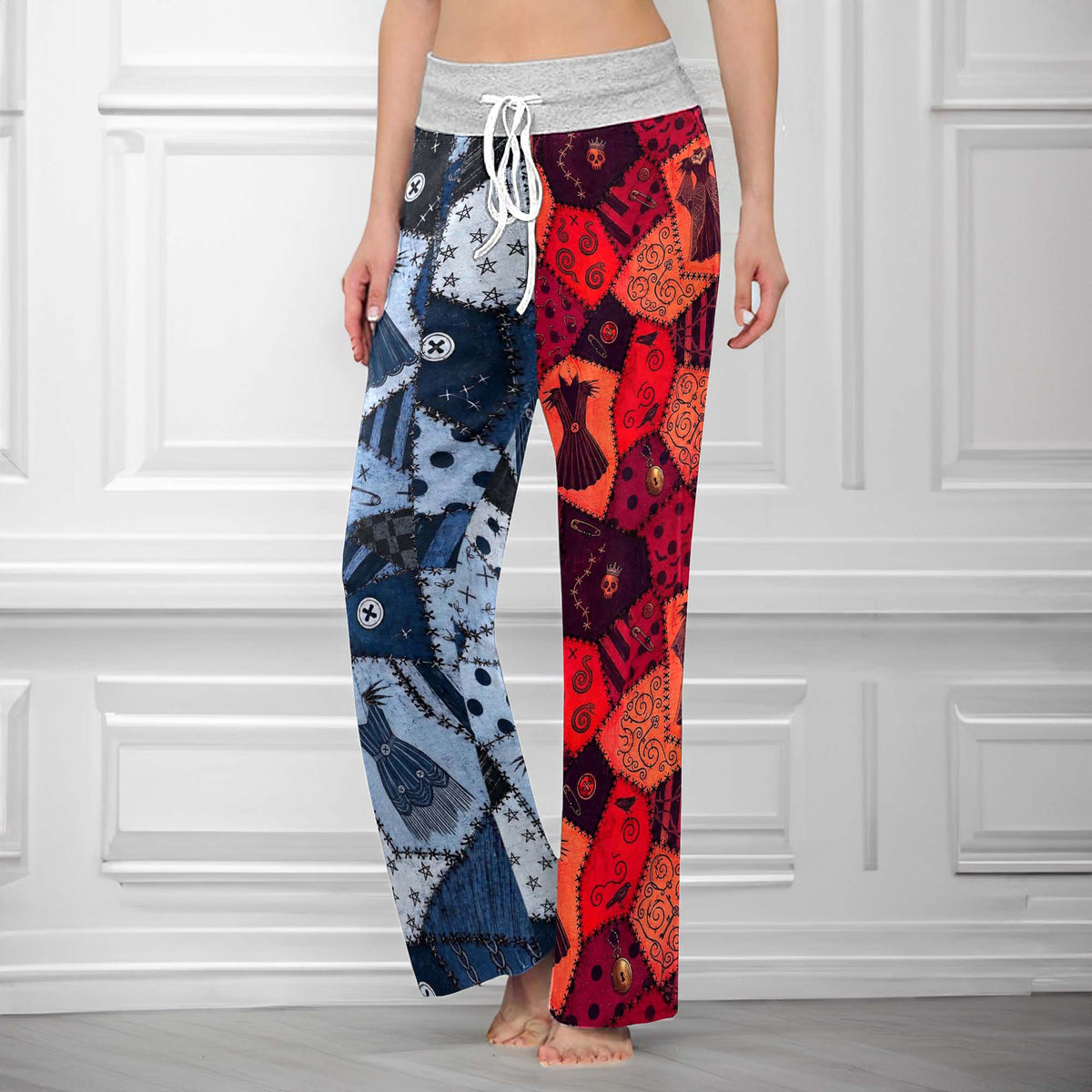 Shadow Stone Patchwork Women's High-waisted Wide Leg Pants