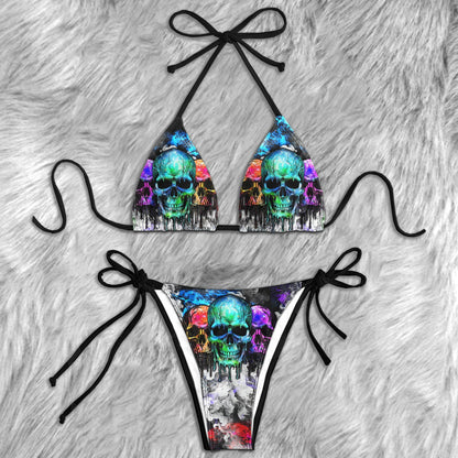 Dark Skull Color Micro Triangle Bikini Swimsuit - Wonder Skull