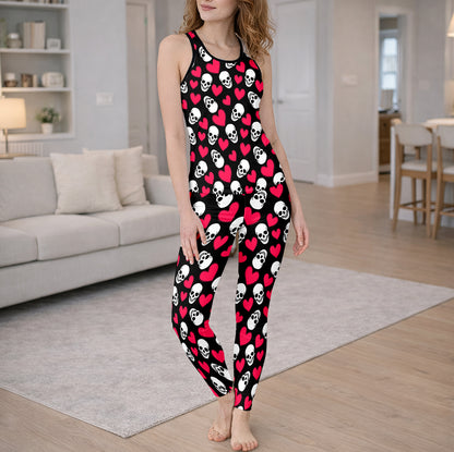 Sweet Heart Skull Pattern Tanktop and Legging