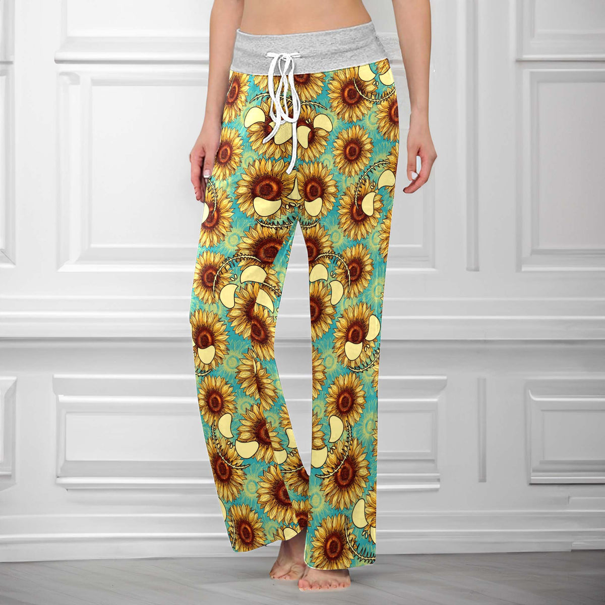 Dark Floral Smile Women's High-waisted Wide Leg Pants