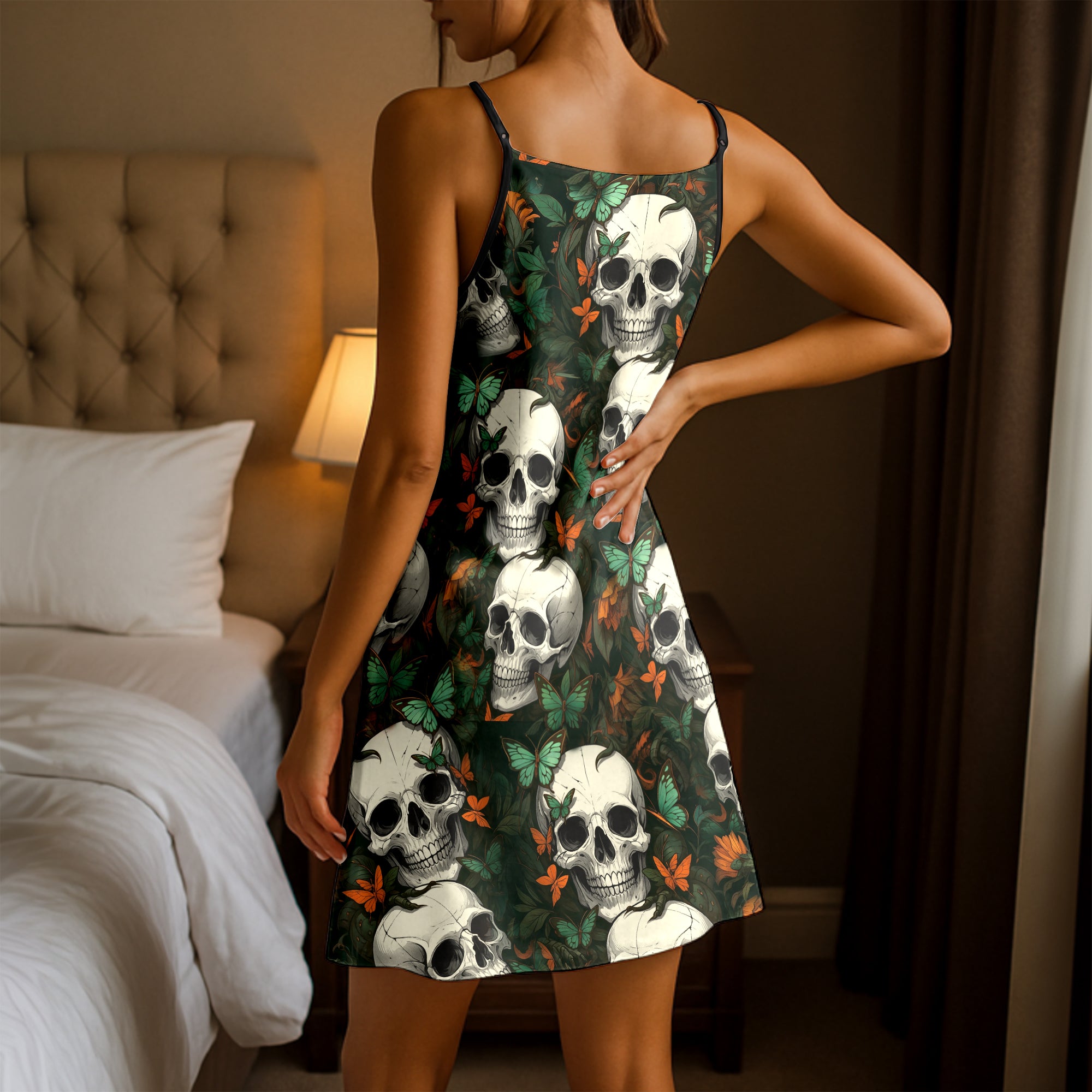 Gothic Garden Skull Short Cami Dress