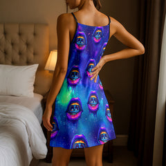 Cosmic Skull Kisses Pattern Short Cami Dress