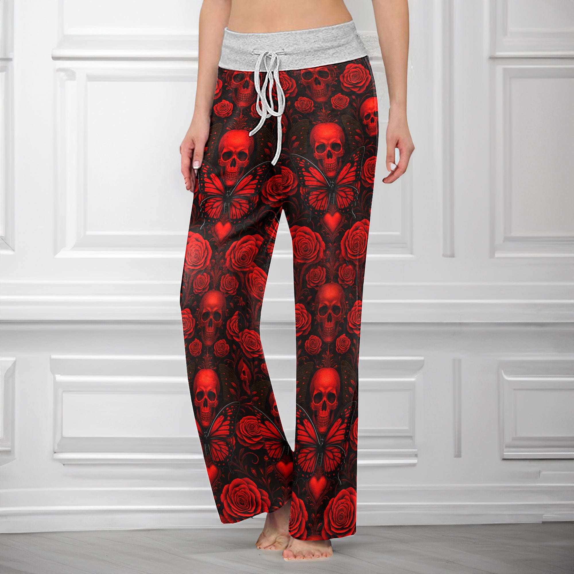 Skulls & Wicked Wings Women's High-waisted Wide Leg Pants