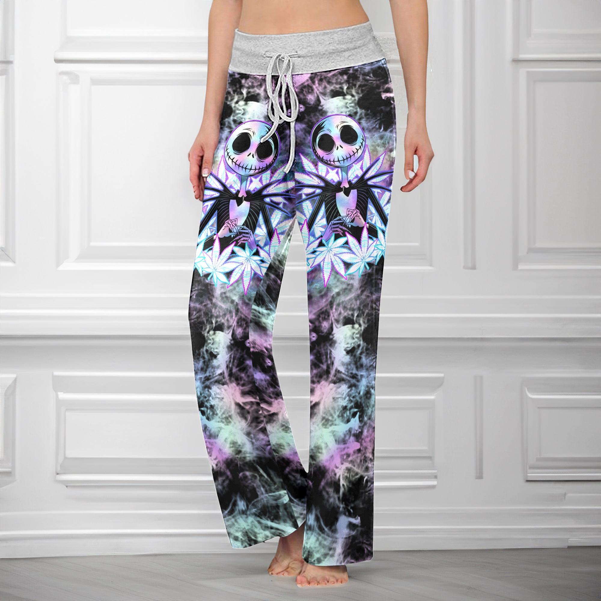 Creepy Skull Leaves Women's High-waisted Wide Leg Pants
