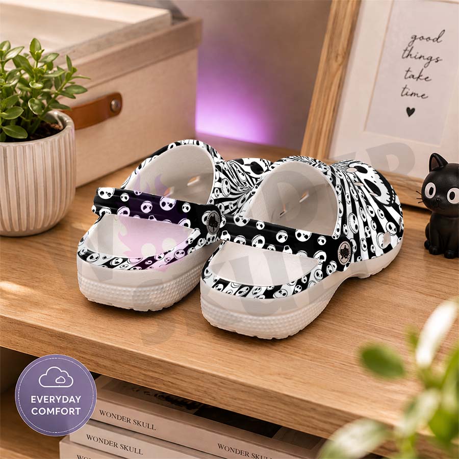Wonder Skull Lightweight Clog Sandals are designed for all-day comfort. Featuring breathable ventilation holes, a cushioned footbed, and a pivoting heel strap, these versatile unisex clogs are perfect for use at home, outdoors, or at work — whatever your profession may be.
