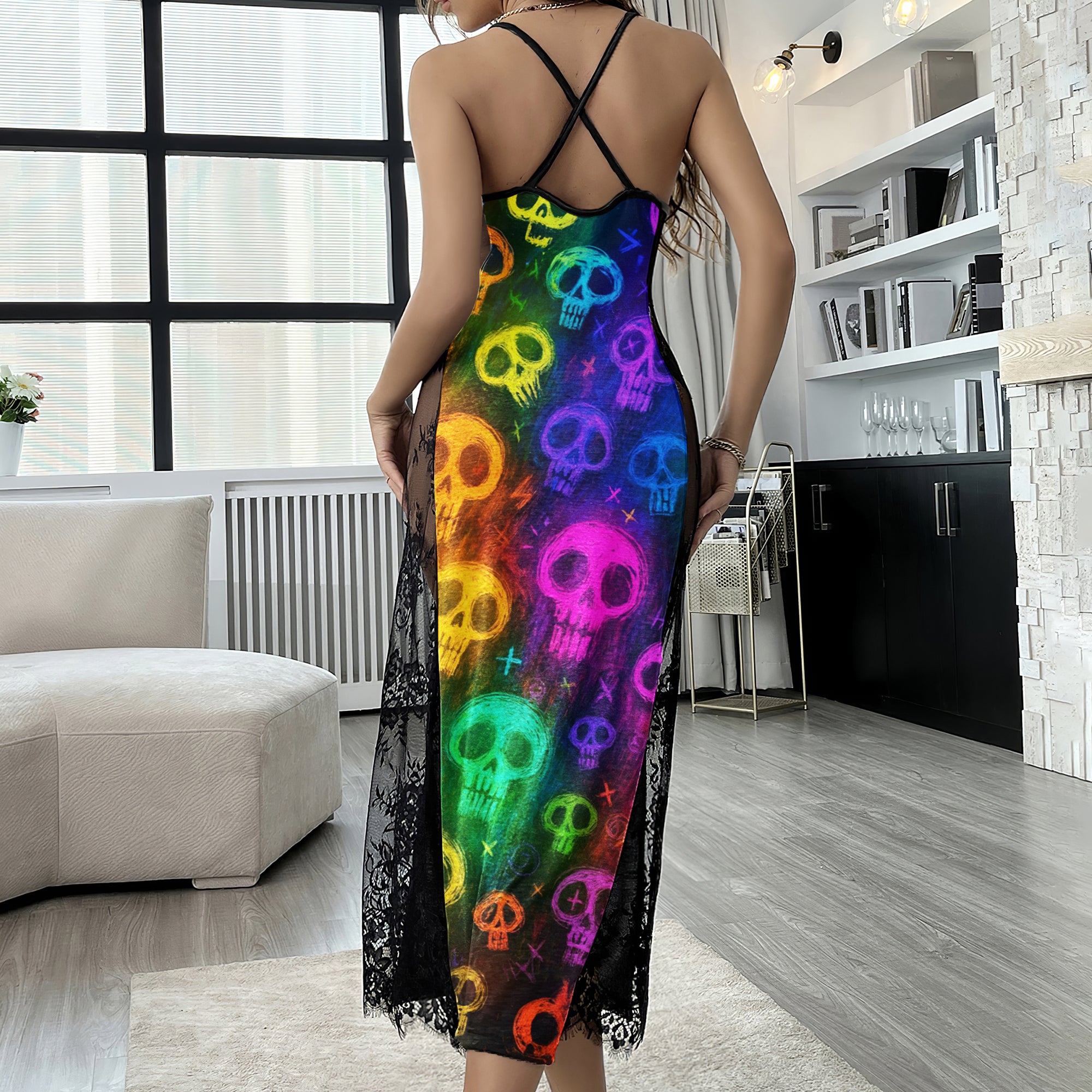 Festive Skull Sketch Lace Cami Sleepwear