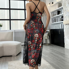 Honor Skull Rose Pattern Women's Lace Cami Sleepwear