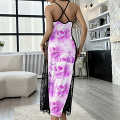 Purple Skull Cloud Pattern Women's Lace Cami Sleepwear