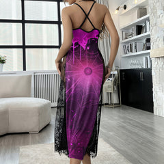 Pink Neon Skull Melting Women's Lace Cami Sleepwear
