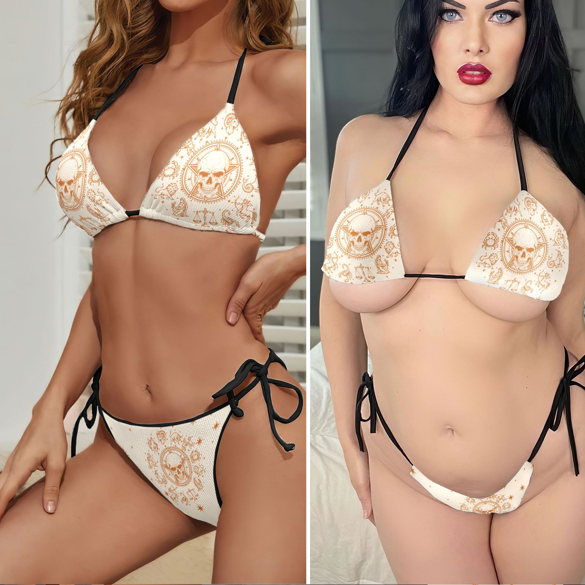 Celestial Zodiac Skull Micro Triangle Bikini Swimsuit