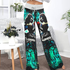 Dark Green Theme Women's High-waisted Wide Leg Pants | Wonder Skull