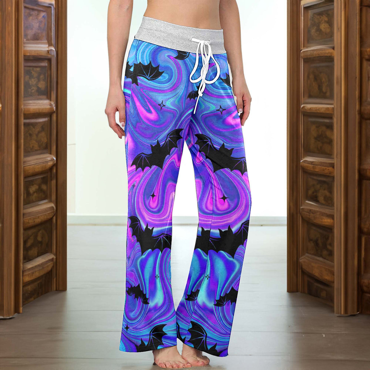 Pastel Goth Swirling Night Women's High-waisted Wide Leg Pants