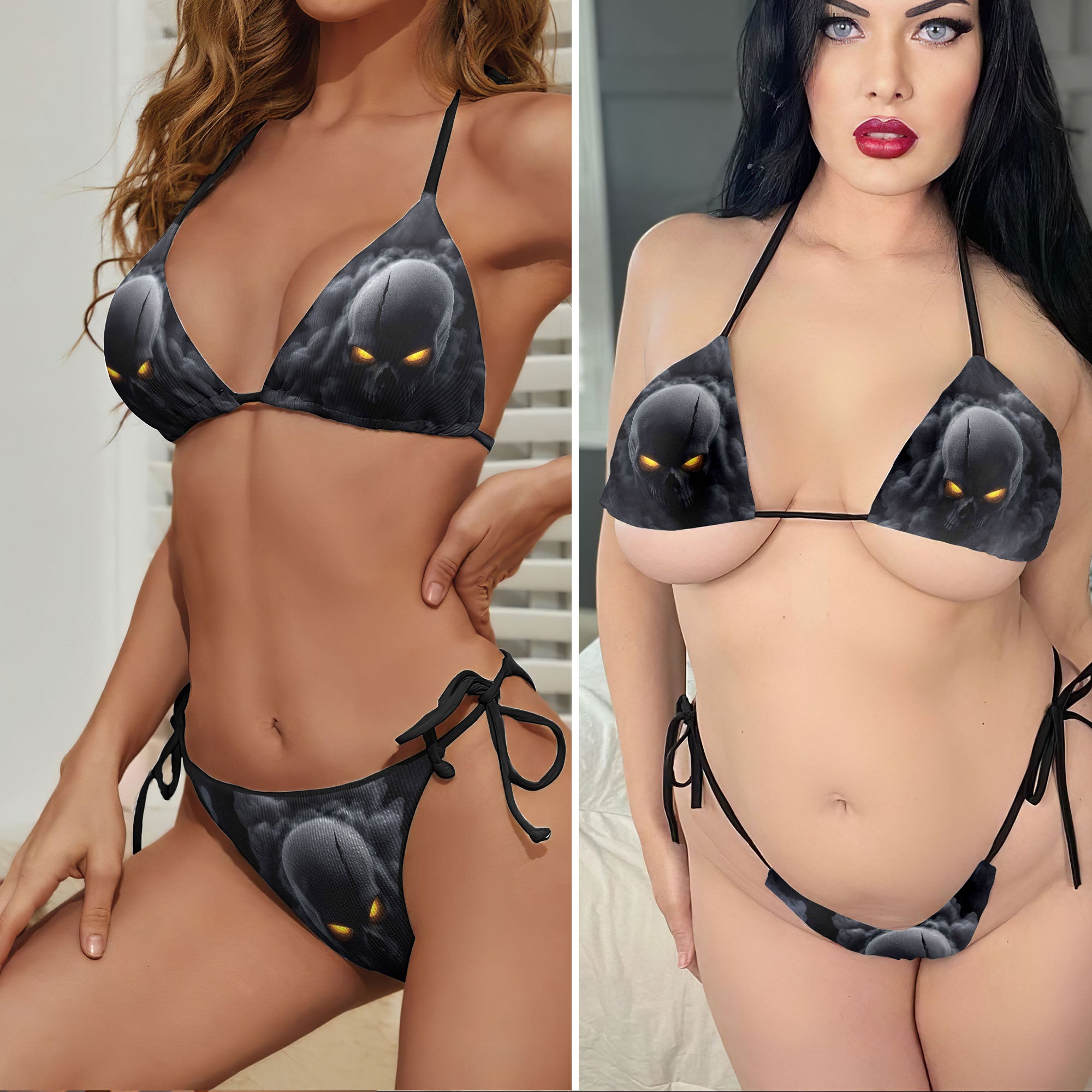 Fractured Soul Skull Micro Triangle Bikini Swimsuit