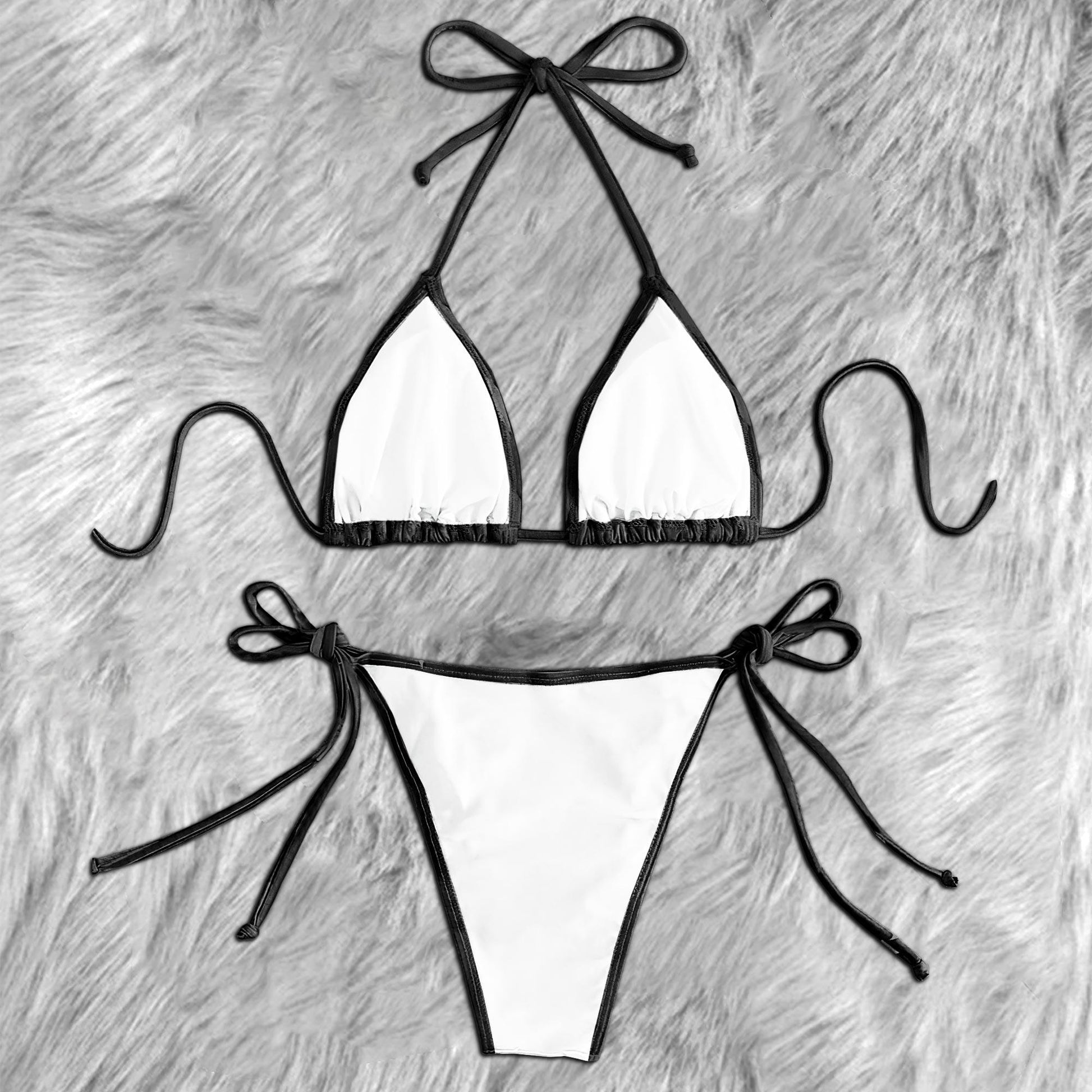 Black Emo Skull Melting Micro Triangle Bikini Swimsuit - Wonder Skull