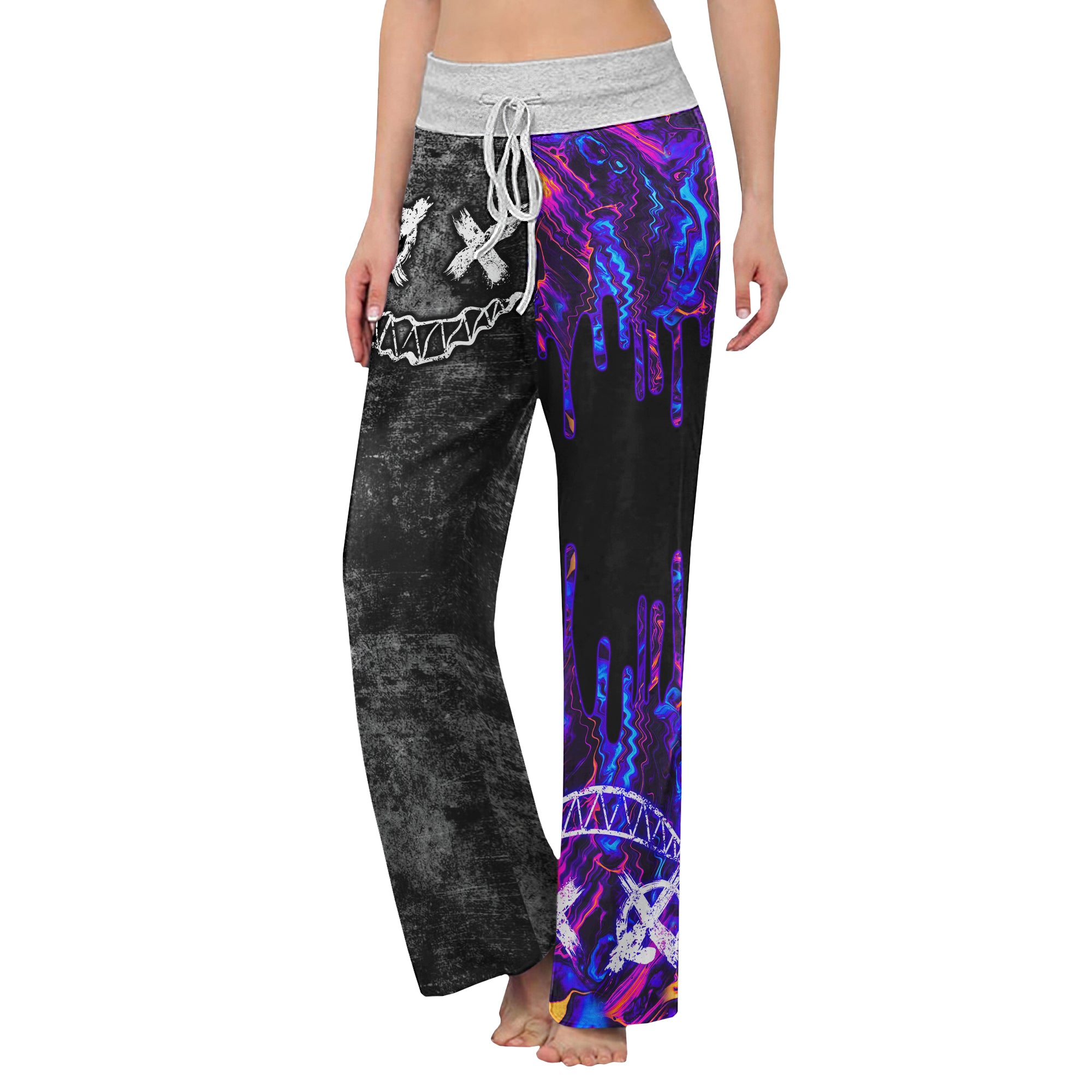 Dark Purple Emo Grunge Women's High-waisted Wide Leg Pants | Wonder Skull