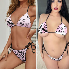 Gothic Giggles Pattern Micro Triangle Bikini Swimsuit