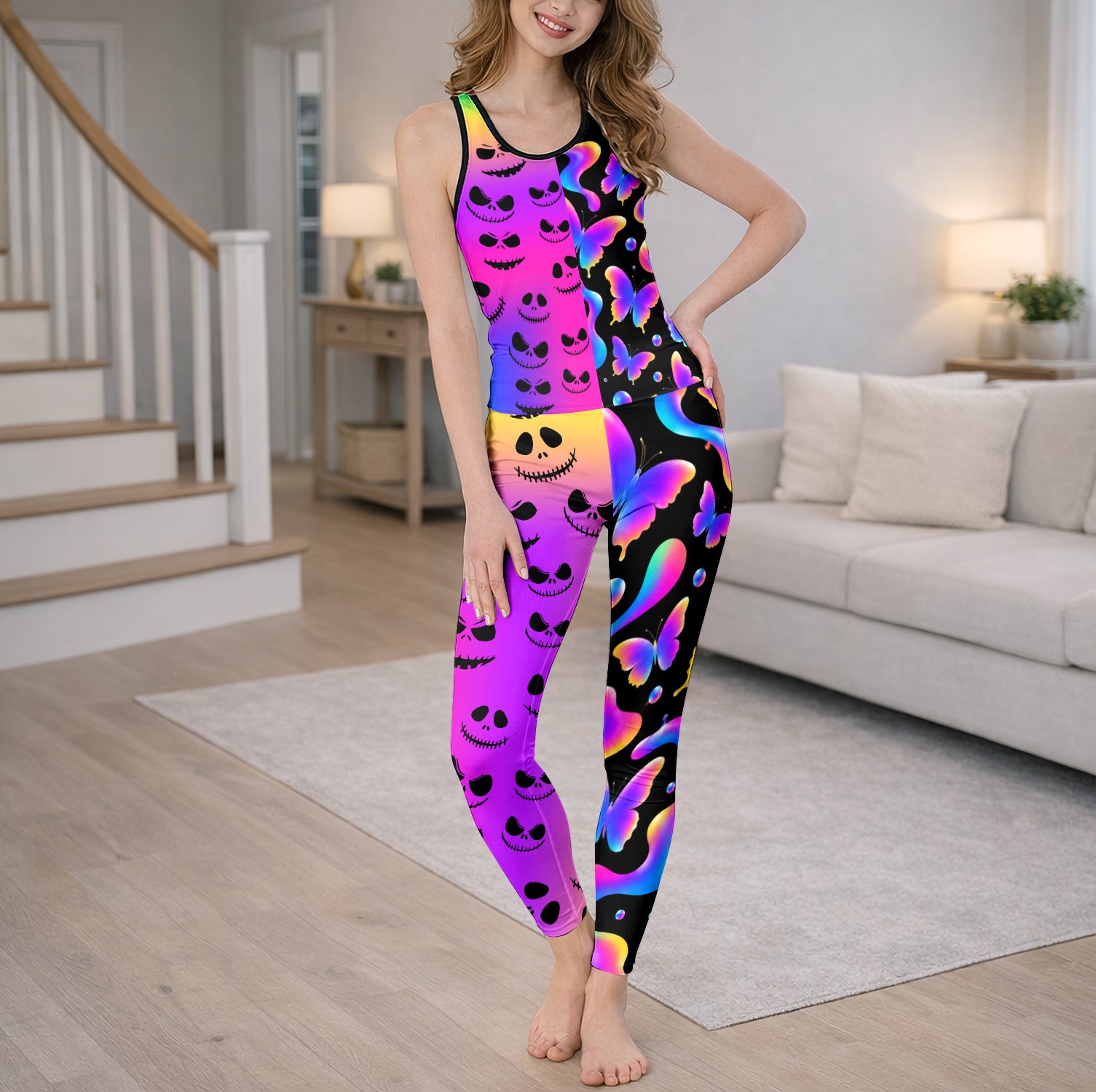 Spooky Sweet Neon Pattern Tanktop and Legging