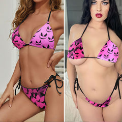 Bubblegum Bats & Grins Micro Triangle Bikini Swimsuit