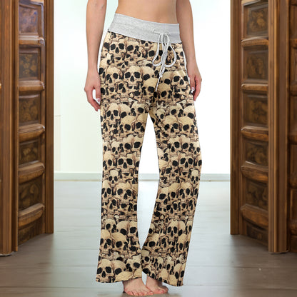 Vintage Skull Pile Wall Women's High-waisted Wide Leg Pants