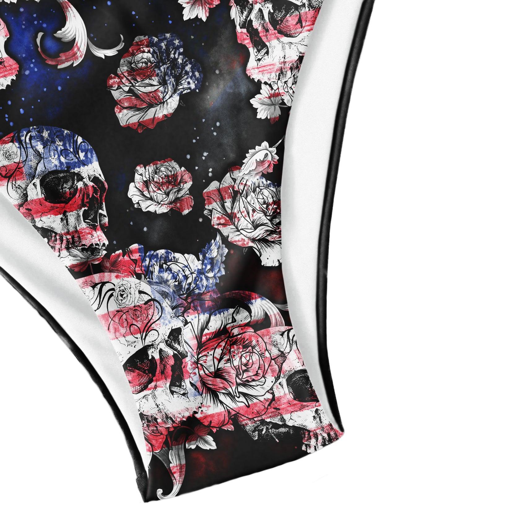 Grunge Skull Gothic Style Micro Triangle Bikini Swimsuit - Wonder Skull