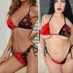 Psychotic Smile Card Micro Triangle Bikini Swimsuit