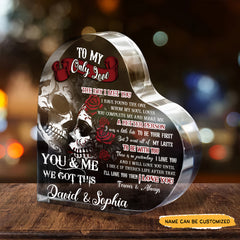 To The Day - Customized Skull Couple Crystal Heart Anniversary Gifts