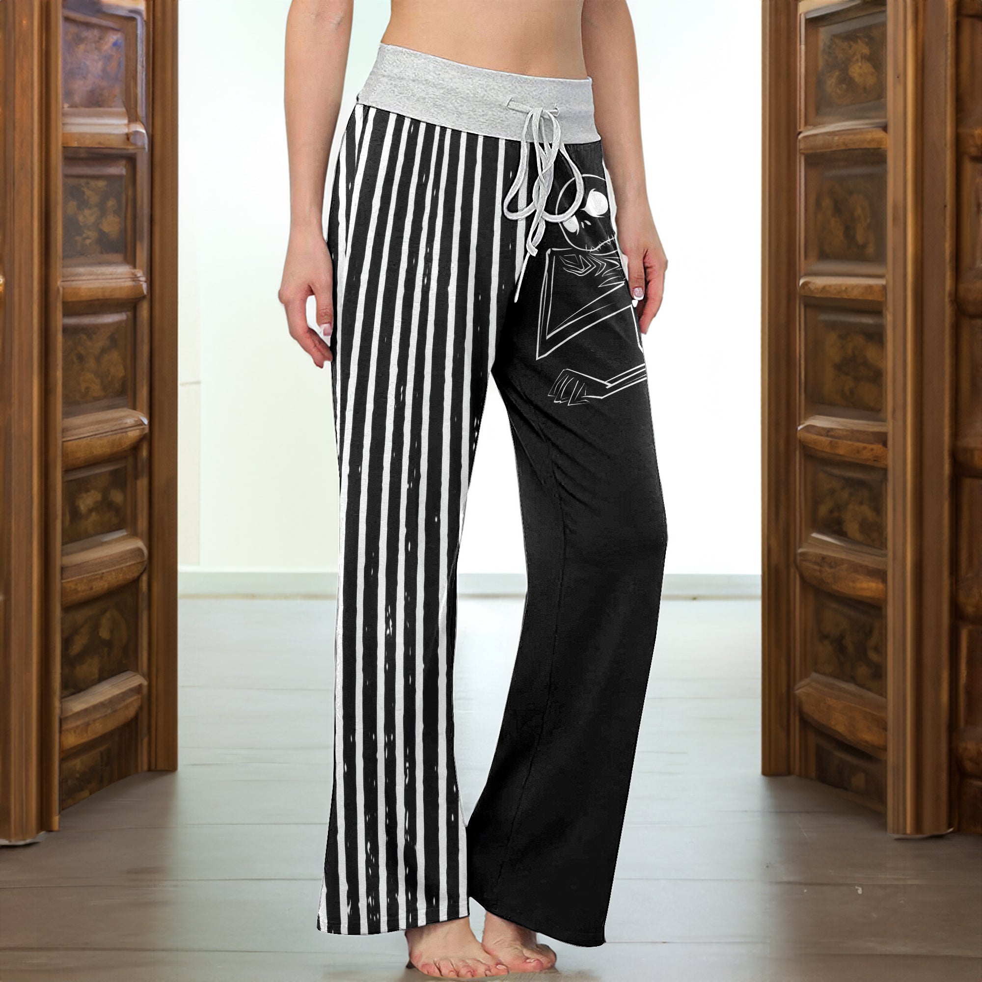 Shadow Skeleton Art Women's High-waisted Wide Leg Pants