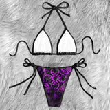 Violet Gothic Skull Butterfly Micro Triangle Bikini Swimsuit - Wonder Skull