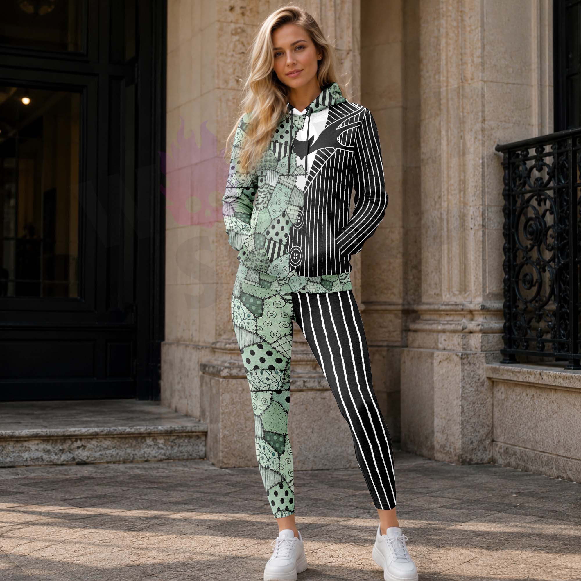 Women Hoodie and Leggings, Gothic Stitched Ragdoll Outwear Pants Outfit