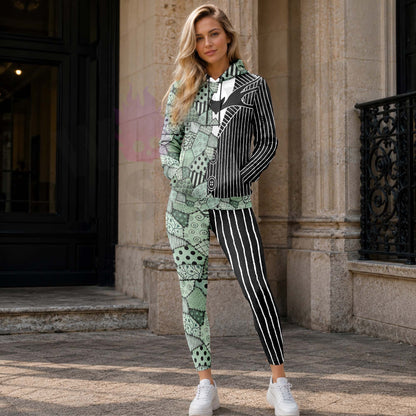 Women Hoodie and Leggings, Gothic Stitched Ragdoll Outwear Pants Outfit