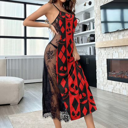 Red Black Haunted Diamonds Lace Cami Sleepwear