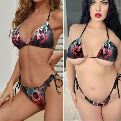 Chained Skeleton Dark Micro Triangle Bikini Swimsuit