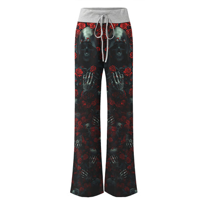 Skull Death Gothic Women's High-waisted Wide Leg Pants | Wonder Skull