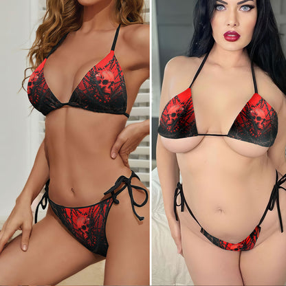 Chained Hell Skull Art Micro Triangle Bikini Swimsuit