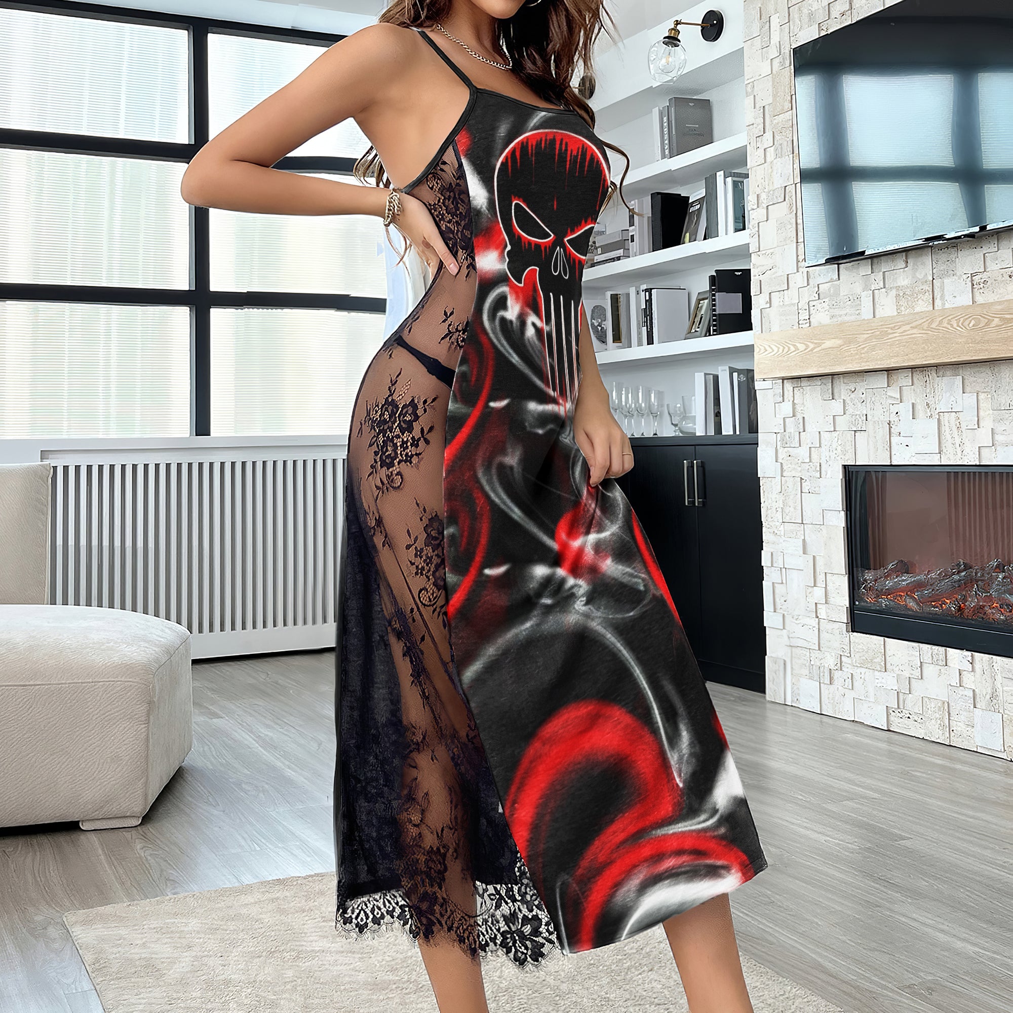 Neon Skull Abstract Women's Lace Cami Sleepwear
