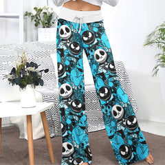 Blue Nightmare Theme Women's High-waisted Wide Leg Pants | Wonder Skull