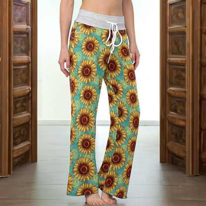 Gothic Summer Sunflower Women's High-waisted Wide Leg Pants