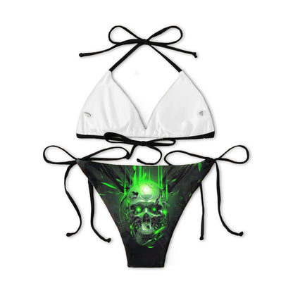 Green Mechanical Skull Micro Triangle Bikini Swimsuit - Wonder Skull