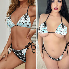 Skull Whirlwind Pattern Micro Triangle Bikini Swimsuit