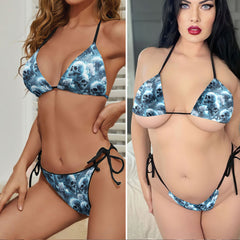 Frozen Roses & Silent Skulls Micro Triangle Bikini Swimsuit